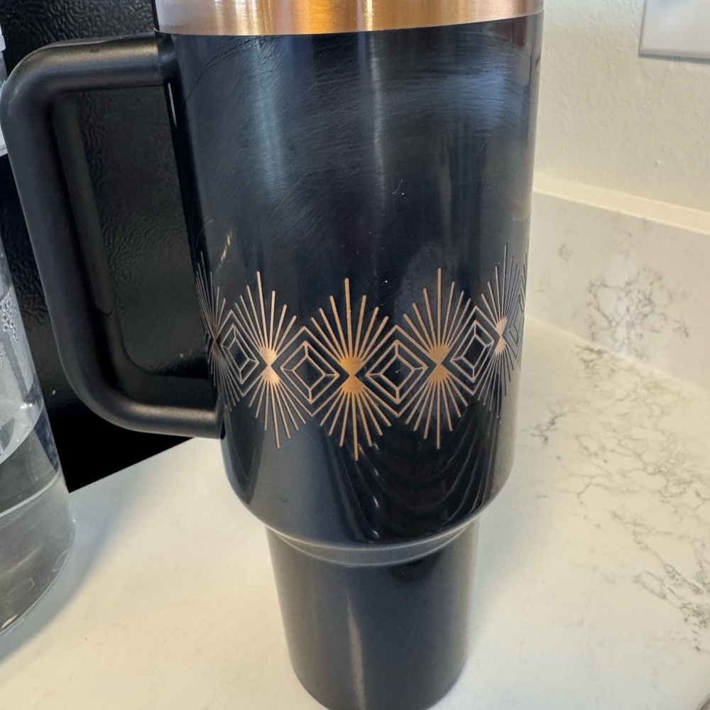 Black and Gold Geometric Stanley Travel Mug